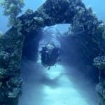 Swimming around under the hangar in Conshelf II